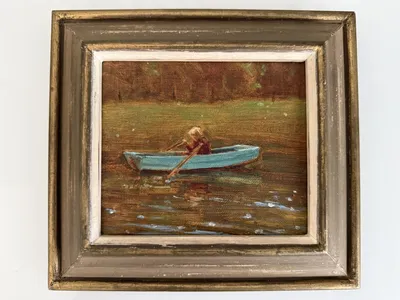 Hartti in a dinghy