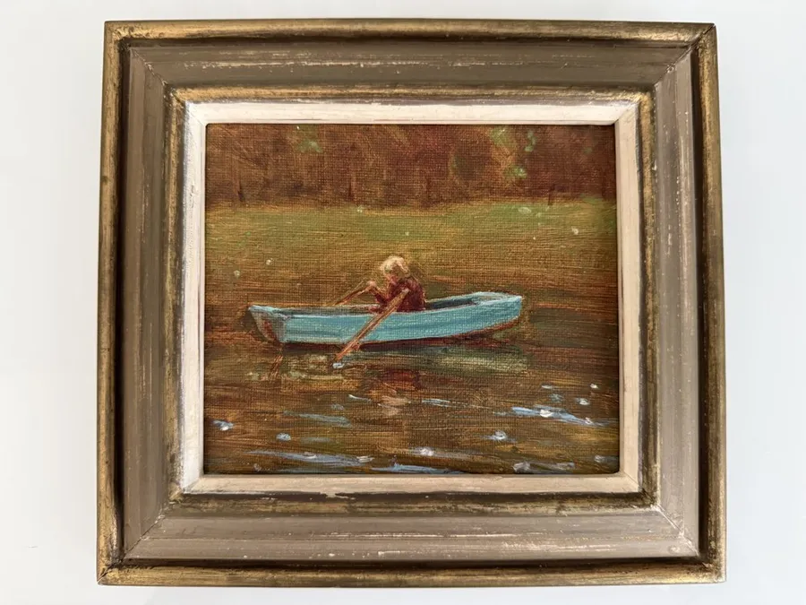 Hartti in a dinghy