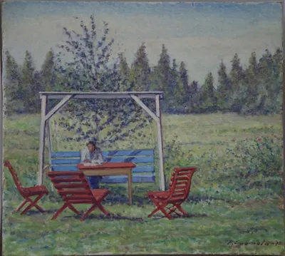 Hulda Salmela on the swing