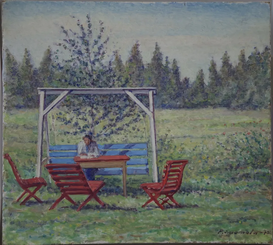 Hulda Salmela on the swing