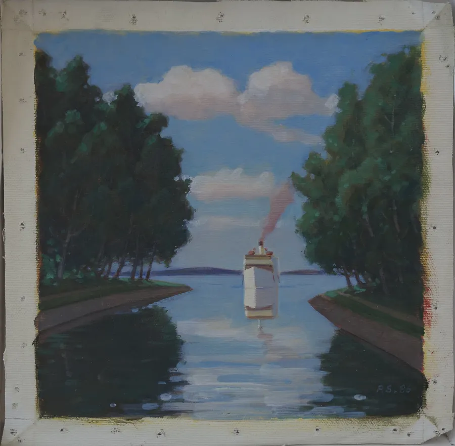 The ship arrives at the Vääksy Canal