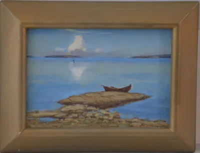 Rowboat on the rocks