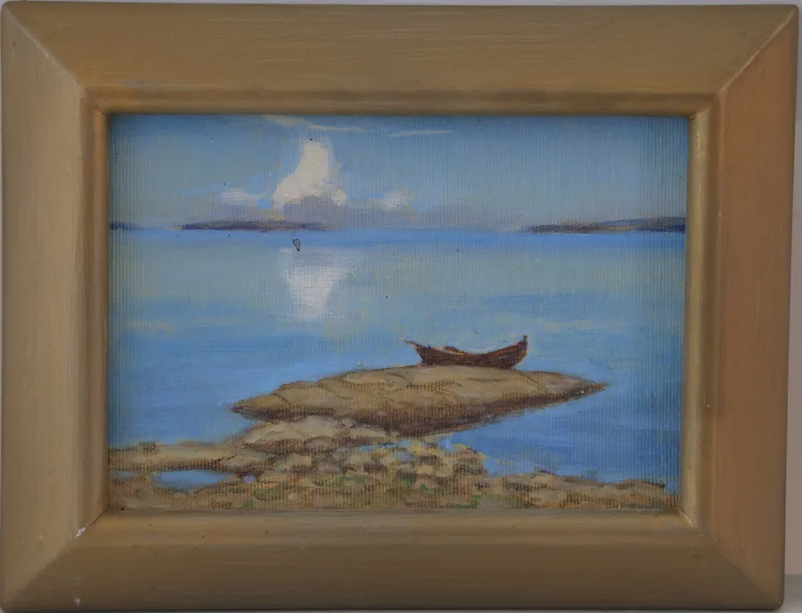 Rowboat on the rocks