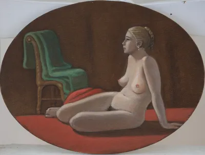 Nude model, sitting