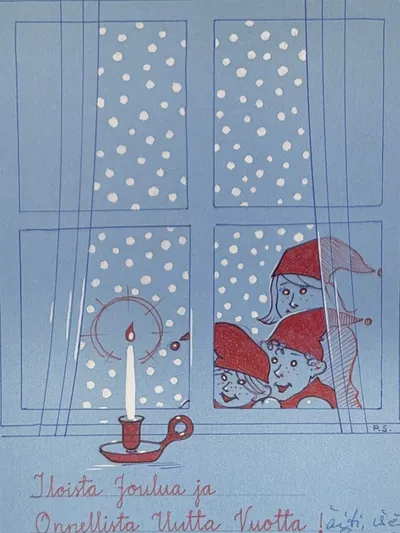 Christmas Card: Elves at the Window