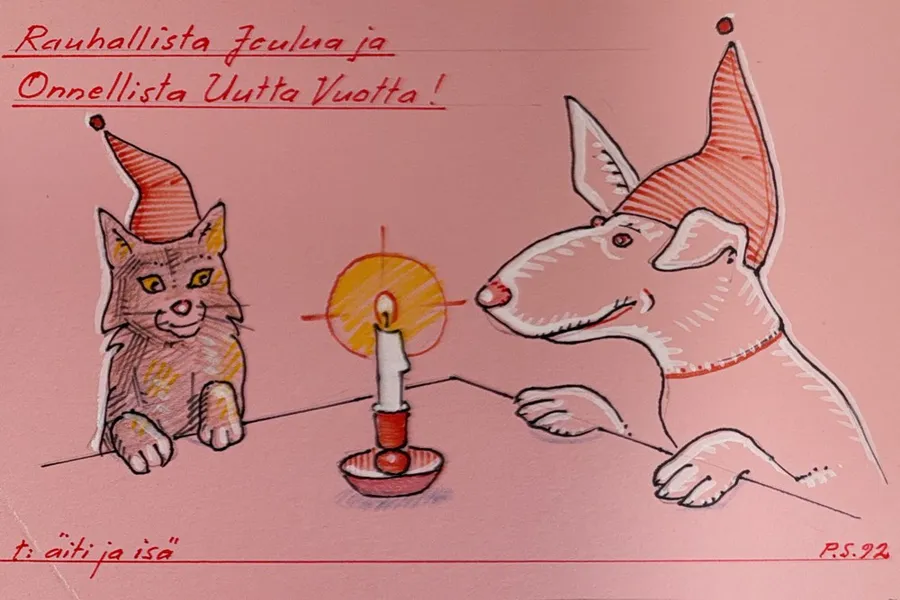 Christmas Card: Cat and Dog