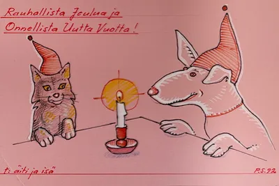 Christmas Card: Cat and Dog